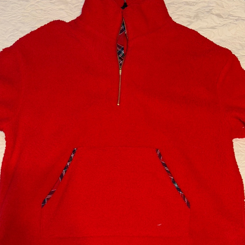 Crown & Ivy Red Zip Up Sweater with High Collar